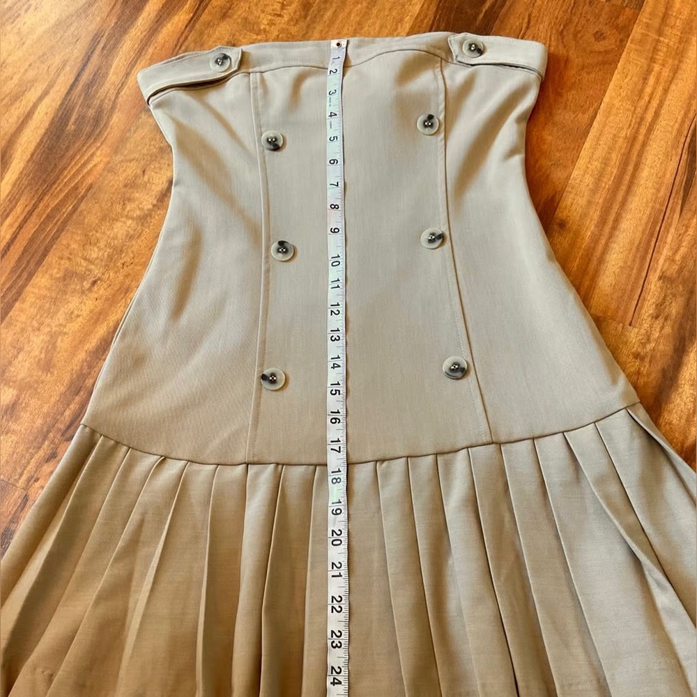 Maeve Strapless Taupe Button-Front Mini Dress - Picture 10 of 10